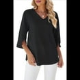 thumbnail image 2 of Blusas Elegantes e Informales para Mujer, de 1/2, para Trabajo, Oficina, de , con Cuello en V, Color Negro, Talla L, 2 of 9