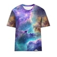 thumbnail image 4 of Craaazy Athletic Shirts for Women Short Sleeve Colorful Star Sky Graphic Round Neck Short Sleeve Fashion Summer Clothes Gifts, 4 of 5