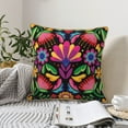 thumbnail image 6 of Kll Colorful Floral Embroidery Mexican Decorative Throw Pillow Covers Velvet Soft For Couch Sofa Bedroom Living Room Outdoor -16"X16", 6 of 8