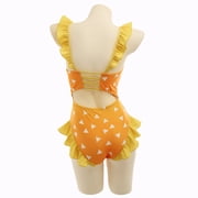 HAIKYUU Womens Ruffled One-Piece Anime Swimsuit Hollowed Bathing Suit Beach Outfit, L