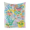 thumbnail image 1 of Floral Soft Flannel Fleece Throw Blanket, Pattern of Garden Bouquet of Fantasy and Retro Flowers Budding Botanical Artwork, Cozy Plush for Indoor and Outdoor Use, 70" x 90", Multicolor, by Ambesonne, 1 of 5