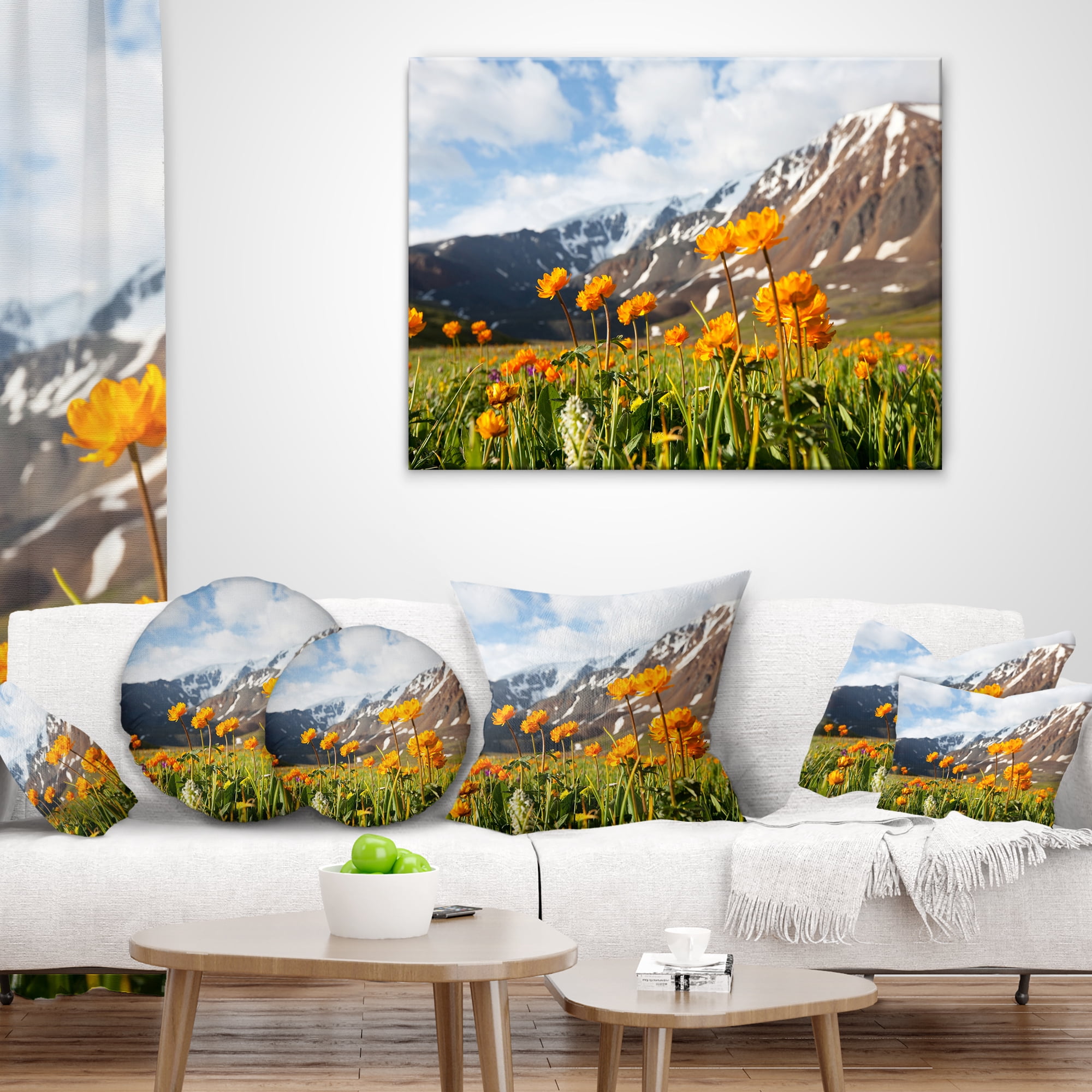 Designart 12" x 20" Yellow Polyester Throw Pillow
