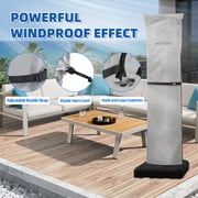 Patio Umbrella Parasol Cover with Air Vent,600D Waterproof Cantilever Umbrella Covers,Anti-UV Umbrella Covers with Telescopic Support Pole (3-Grey, Cantilever 9-13)