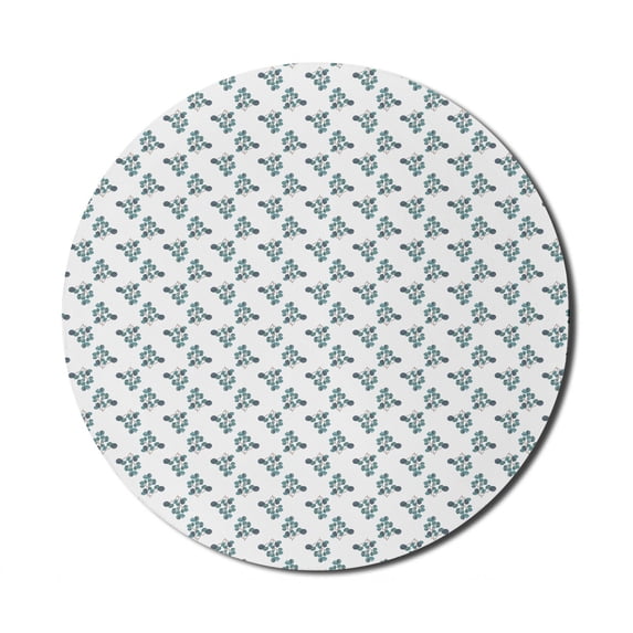 Forest Mouse Pad for Computers, Botanical Branches Leafage Nature Foliage Herbs Gardening Plants Design, Round Non-Slip Thick Rubber Modern Mousepad, 8" Round, Laurel Green and White, by Ambesonne
