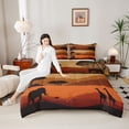 thumbnail image 4 of Homewish Female Men Women Wildlife Elephant Giraffe Bedding Comforter Set 2pcs,African Savanna Twin Comforter Sets Microfiber,Animal Migration Breathable Bedding Set,Super Cozy Room Decor, 4 of 8