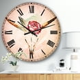 thumbnail image 3 of Designart 'Bull Skull and Flower' Bohemian Wall Clock, 3 of 3