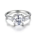 thumbnail image 4 of Round- and Baguette-Cut Clear CZ Rhodium-Plated Sterling Silver Ring, Size 7, 4 of 4
