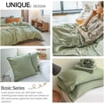 thumbnail image 5 of Simple&Opulence 100% Linen Duvet Cover Set 3pcs Natural French Basic Style Washed Flax Solid Color Breathable Soft Farmhouse Bedding with Button Closure (Sage Green, Queen), 5 of 8
