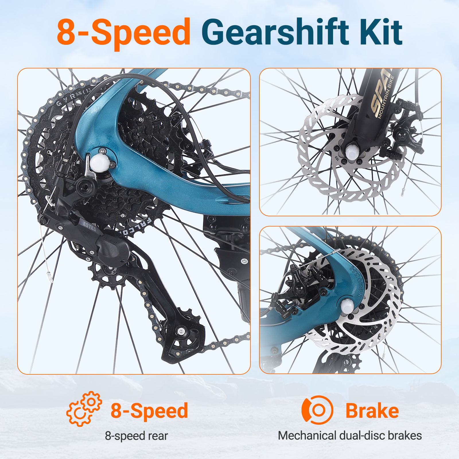 SPATIAL Adult Mountain Bike, 27.5" Wheel Bike for Man Women, 8 Speeds Gear,Magensium Frame Mountain Bicycle