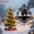 thumbnail image 3 of Stylish Metal Hanging Christmas Tree Wind Spinner - Unique Black & White Design with House Fireplace and Pine Tree for Garden Decor, 3 of 7