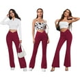 thumbnail image 2 of Women's Flare Leggings with Pockets-Crossover High Waisted Bootcut Yoga Pants-Tummy Control Bell Bottom Leggings, 2 of 12