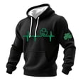 thumbnail image 3 of Ceisia Men's St. Patrick's Day EKG Four-Leaf Clover Hoodie | Waffle Knit Slim Long-Sleeve Casual Sweatshirt Gift, 3 of 3
