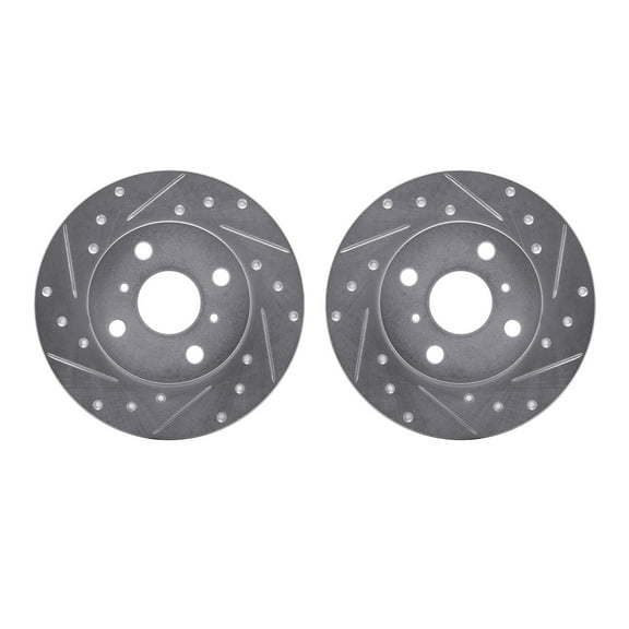 Dynamic Friction Company Front Brake Rotors-Drilled and Slotted-Silver 7002-76097