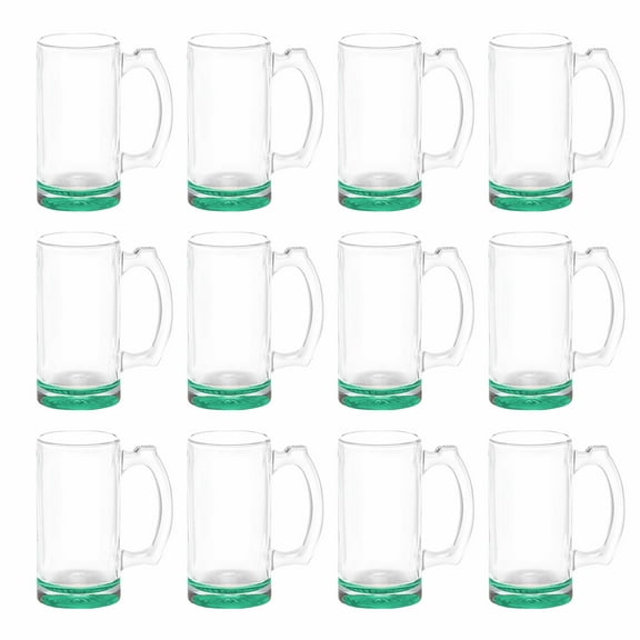 12 Libbey Beer Mugs Set, 12 oz. - Groomsmen Glassware - Green