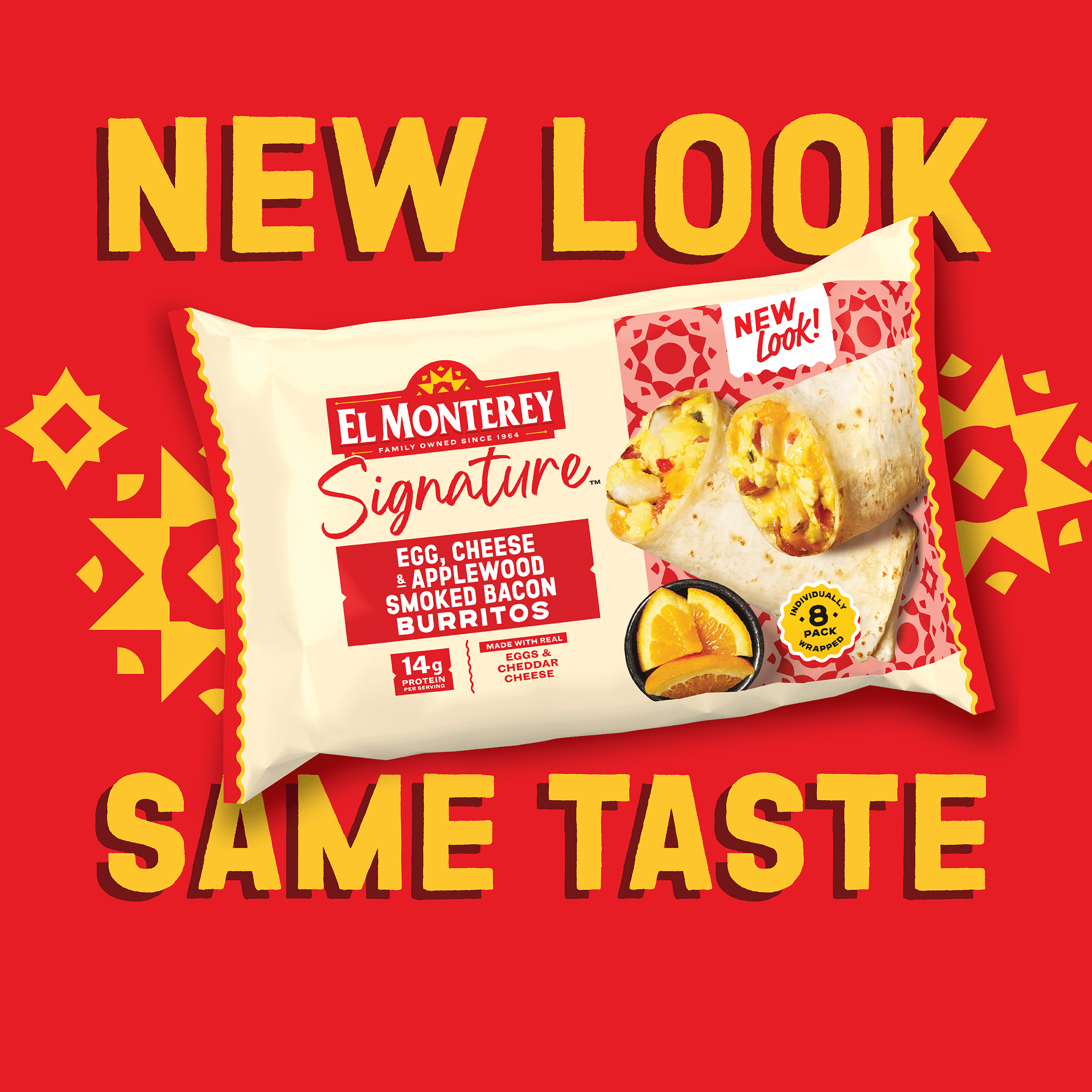El Monterey Signature Egg, Applewood Smoked Bacon & Cheese Burritos, 36 oz, 8 Count (Frozen)