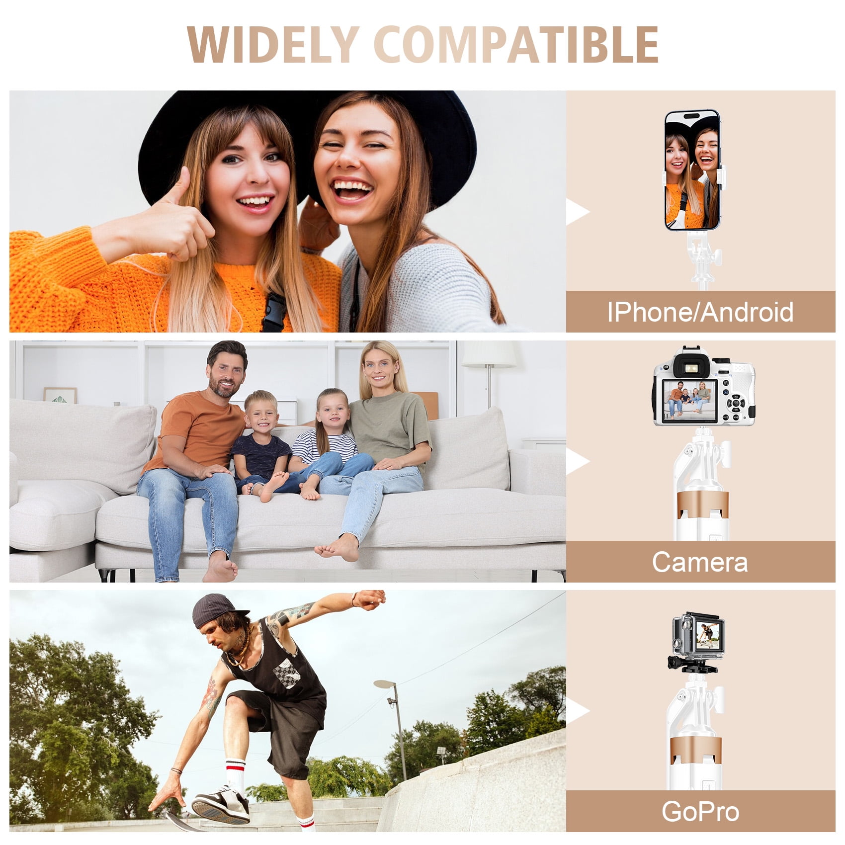 Tall Selfie Stick Phone Tripod with Bluetooth Remote -71 inches Adjustable Phone Tripod Stand, 1/4" Screw Mount Compatible with iPhone, Android, GoPro, Camera for Vlogging, Recording, Live Streaming