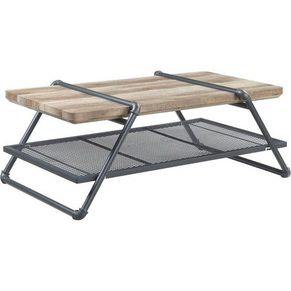 Bowery Hill Contemporary Coffee Table in Oak & Sandy Gray Finish
