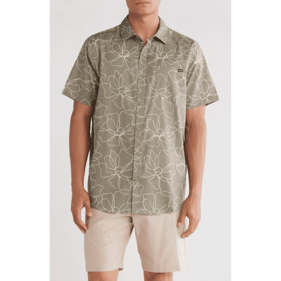 HURLEY CARYOTA PRINT WOVEN SHIRT- SHORT SLEEVE - SIZE:XL - IGUANA