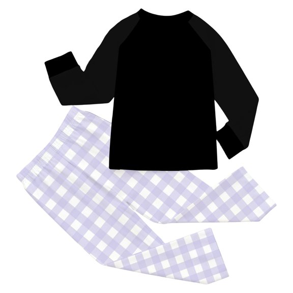 SUXIAN Christmas Outfit Plaid Two Piece for Boys Family Matching Photo Outfits Cozy Soft Long Sleeve Top and Pants #9_Black 3-4 Years
