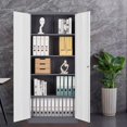 thumbnail image 2 of MIIIKO Metal Storage Cabinet with Locking Doors, White Grey Garage Lockable Steel Cabinets with 4 Doors and 5 Shelves for Home, Garage, Pantry Workshop Warehouse, 2 of 7