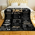 thumbnail image 2 of 62th Birthday Blanket Gift for Women or Men, 62Years Old 1962 Anniversary Weeding Gift for Wife Husband Mom Dad, Back in 1962 Flannel Fleece Soft Throw Blanket, 2 of 6