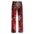 thumbnail image 4 of Women's Fashion Loose Christmas Print Casual Pants with Drawstring Elastic Waist, Comfortable Sleepwear and Loungewear Trousers for Home,Wine,L, 4 of 6