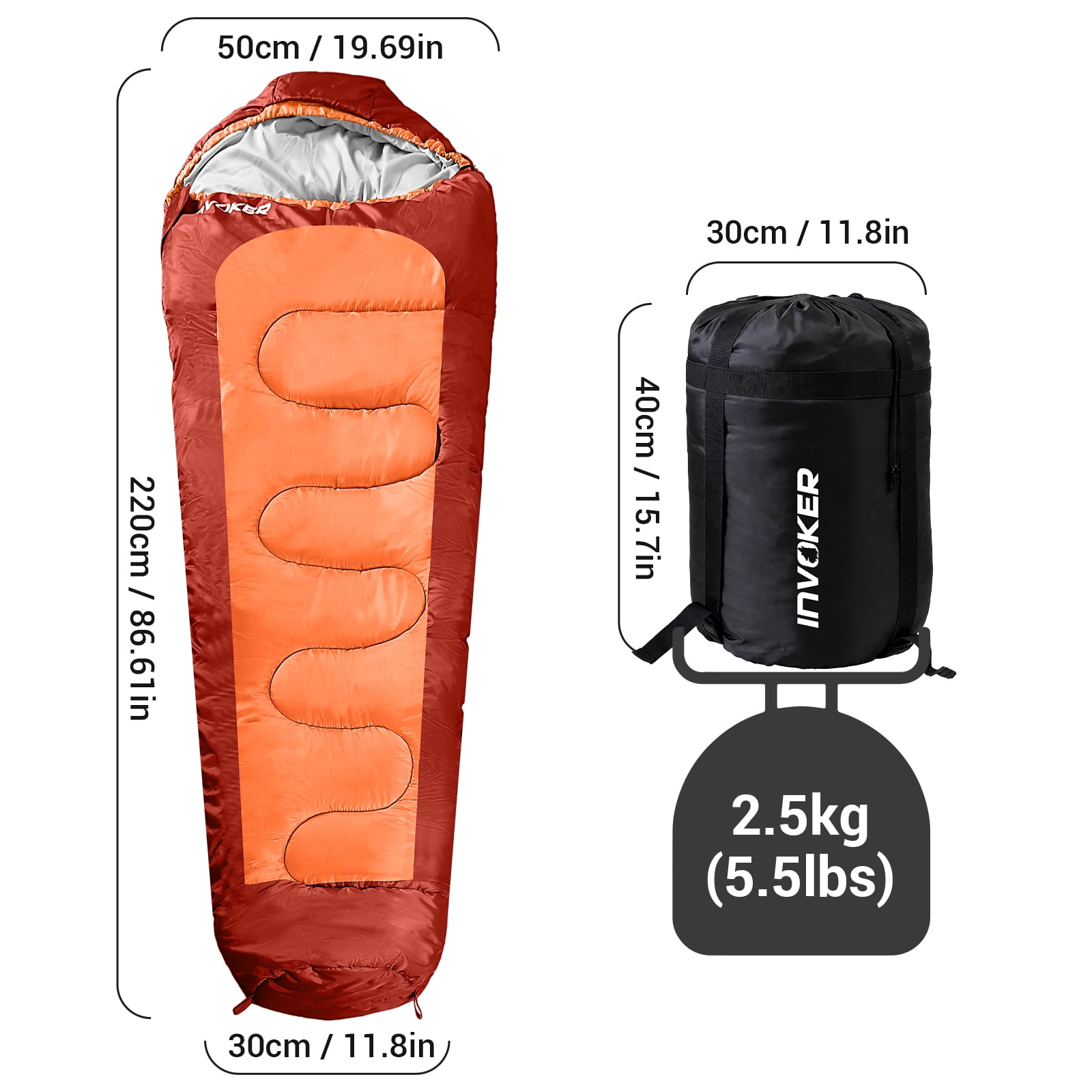 Invoker Mummy Sleeping Bag | 23 ℉ Extreme 3-4 Season Sleeping Bag for Adults Kids Cold Warm Weather for Camping Hiking Backpacking