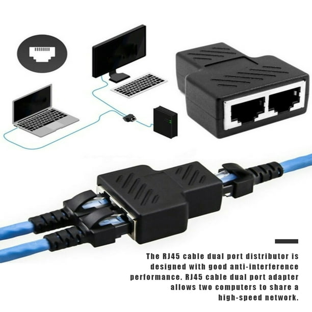 Adaptateur Répartiteur RJ45, Répartiteur D'adaptateur Ethernet 1 à 2 Ports  Réseau RJ45, Adaptateur Répartiteur de Câble Réseau CAT8 pour Bureau à