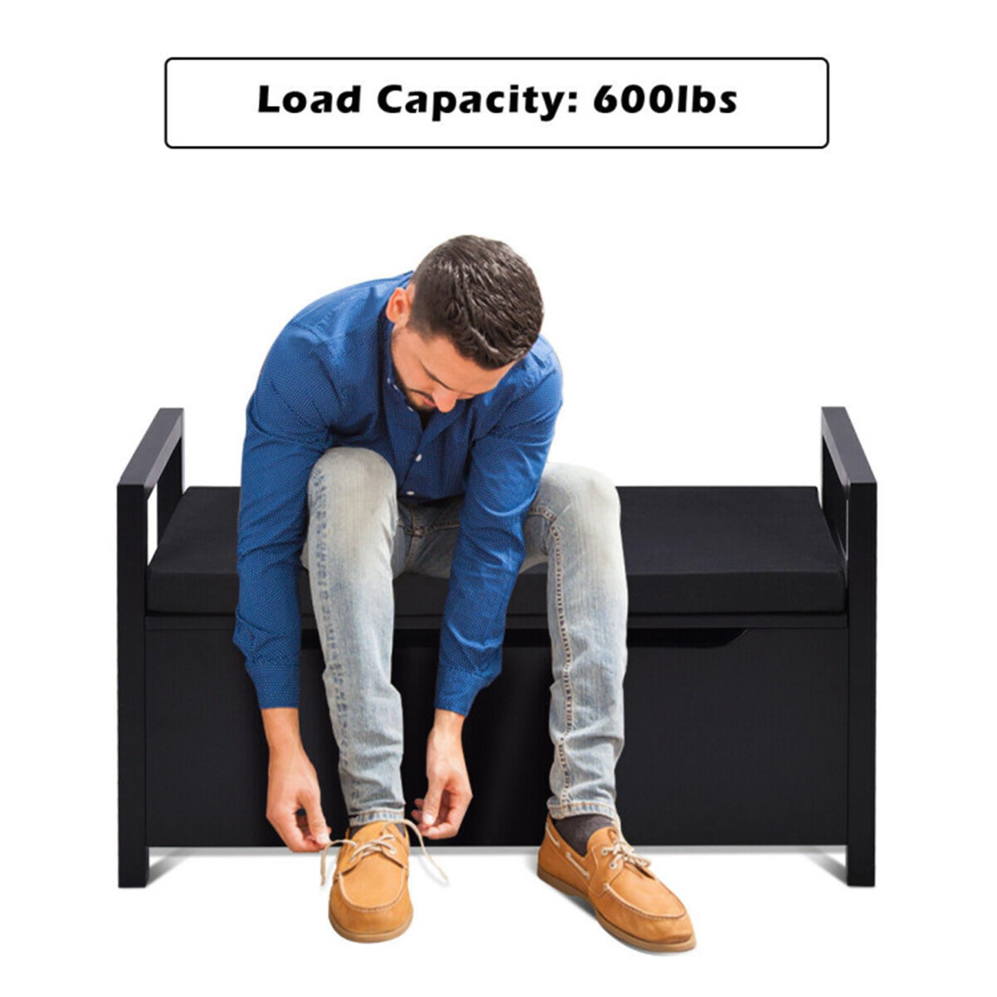 Demi Bonn 34" Storage Bench with Cushion, Lift-Top Toy Storage Organizer Trunk with 2 Safety Hinges, Wood Storage Box Chest for Bedroom, Entryway, Living Room, Black