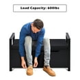 thumbnail image 3 of Demi Bonn 34" Storage Bench with Cushion, Lift-Top Toy Storage Organizer Trunk with 2 Safety Hinges, Wood Storage Box Chest for Bedroom, Entryway, Living Room, Black, 3 of 7