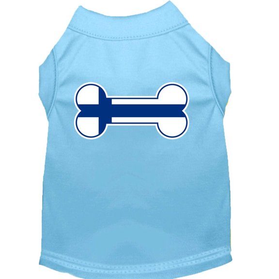 Pet Dog Cat Shirt Screen Printed, "Bone Shaped Finland Flag"