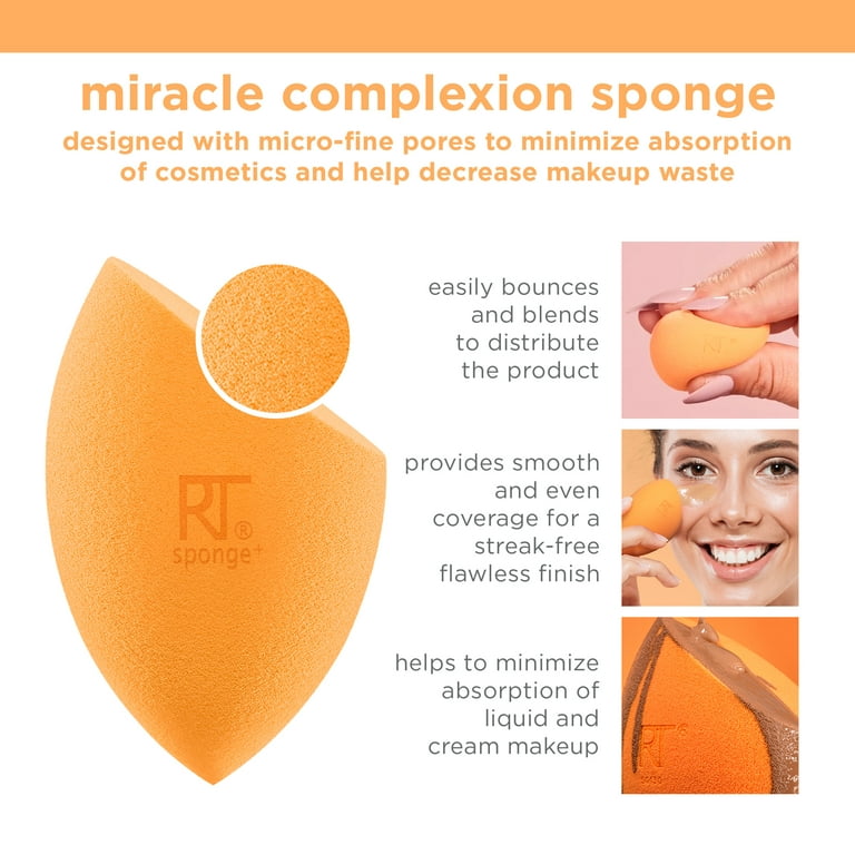 Siege Penge gummi sådan Real Techniques Miracle Complexion Makeup Sponge, Makeup Sponge for  Foundation, Orange, 2 Count - Walmart.com