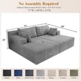 thumbnail image 2 of 71'' Oversized Double Chaise Lounges Indoor, Cloud Upholstered Boneless Couch Bed, Deep Seat, No Assembly Required, Modern Corduroy Sleeper Loveseat Chair for Living Room Bedroom Reading (Light Grey), 2 of 8