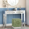 thumbnail image 5 of Joveco 14.6"D Square Velvet Ottoman Upholstered Footrest Stools with Gold Plating Base Vanity Stool for Bedroom, 5 of 7