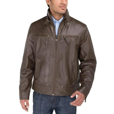 Luciano Natazzi Men's Trim Fit Quality Cow PDM Heritage Look Leather Moto Jacket