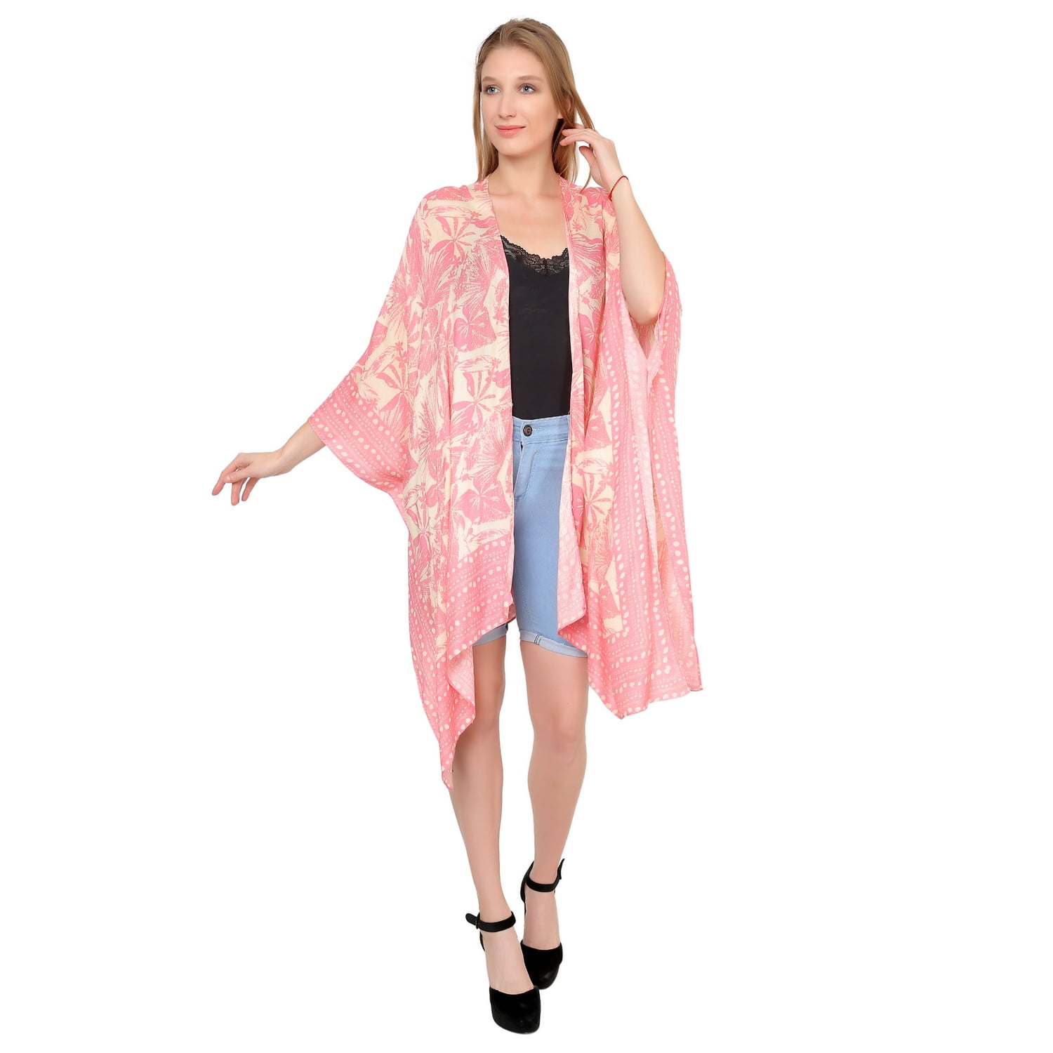 MINI APPARELS Floral Print Pink Color Front Open Lightweight Swimsuit