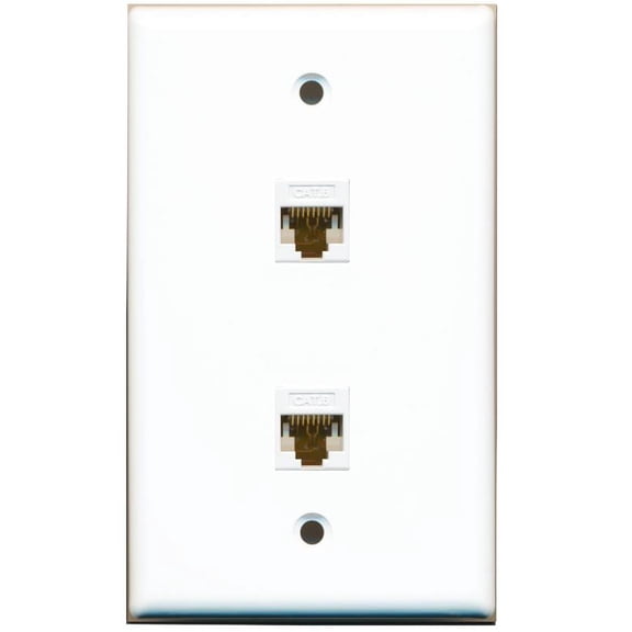 RiteAV 1 Gang 2 Port Cat6 Wall Plate - White