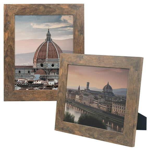 Golden State Art 8 x 10 Country Wood Grain Style Tabletop and Wall Display Picture Frames, Brown, 2 Count
