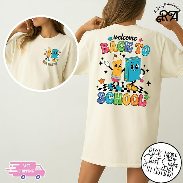 Personalized Teacher T-shirt,WelCome Back To School Shirt,Custom Teacher Composition Book - As Picture - L