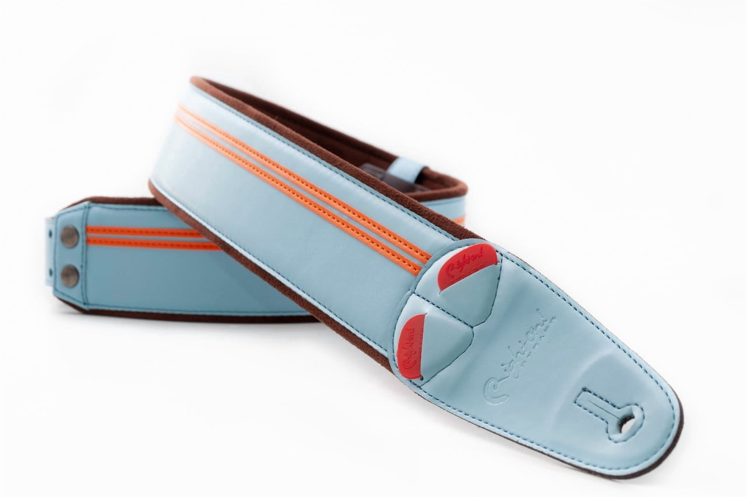 RightOn! Straps Mojo Collection Race-60 Guitar & Bass Strap made with Vegan Leather – Stylish and Comfortable - Sonic Blue