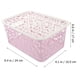 thumbnail image 3 of Caja de almacenamiento de plástico apilable Ahueca hacia fuera la cesta de almacenamiento de patrones retro delicados con tapa para ropa Papeles de cosméticos Juguetes - Tamaño pequeño (púrpura), 3 of 5