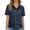 Dark Blue, variant on T Shirts for Women 2026 Summer Linen Short Sleeve Button Down Collared Business Casual Office Work Tshirt Blouse