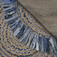 thumbnail image 4 of Desert Fields and Evette Rios Cora 3'6" Round Denim Blue Cotton and Jute Striped Fringe Indoor Area Rug, 4 of 7
