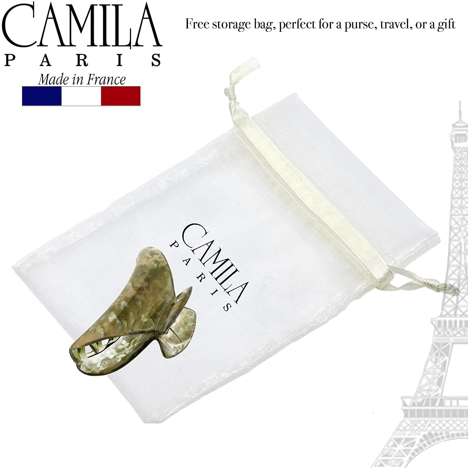 Camila Paris CP3424 French Hair Clip for Women Thick Hair for Long Curly Wavy Hair, Girls Hair Claw Clips Jaw, Durable Styling Big Claw Clip for Thick Hair, Strong Hold No Slip Grip, Made in France