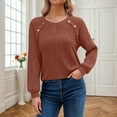 thumbnail image 3 of EDFBUYKRS Female Sweaters Womens Sweaters Hoodies Ribbed V Neck Pullover Sweatshirts for Fall Outfits Fall Sweater L, 3 of 5