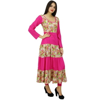 Girls Floral Printed Gotta Patti Pure Cotton A-Line Kurta & Sharara &  Dupatta - Walmart.com