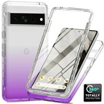for Google Pixel 7 Gradient Clear Case with Built-in Screen Protector, Crystal Clear Not Yellowing Case Military Grade Full Body Shockproof Phone Cover for Google Pixel 7, Purple