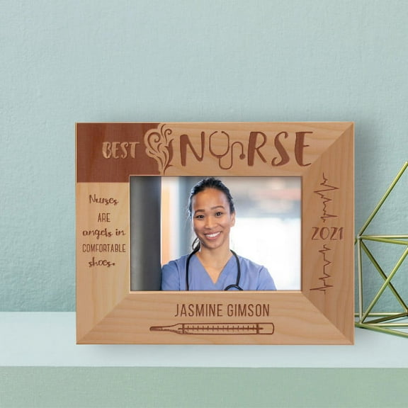 Best Nurse Personalized Wooden Frame-5" x 3 1/2" Brown Horizontal
