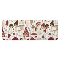 Red Mushroom Plant White Pattern Kitchen Rug Mat,Kitchen Runner Rugs Non Skid Washable,Decorative Kitchen Floor Mats for Kitchen,Sink,Laundry,17"x47.2"