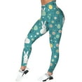 thumbnail image 3 of Women's Easter Rabbit Egg Print Leggings Casual Elastic Waist Pants Green M, 3 of 7